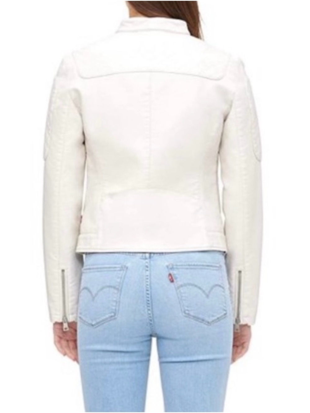 Levi's White Women's Moto Leather Jacket faux large - Picture 2 of 9